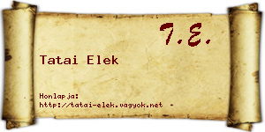 Tatai Elek névjegykártya